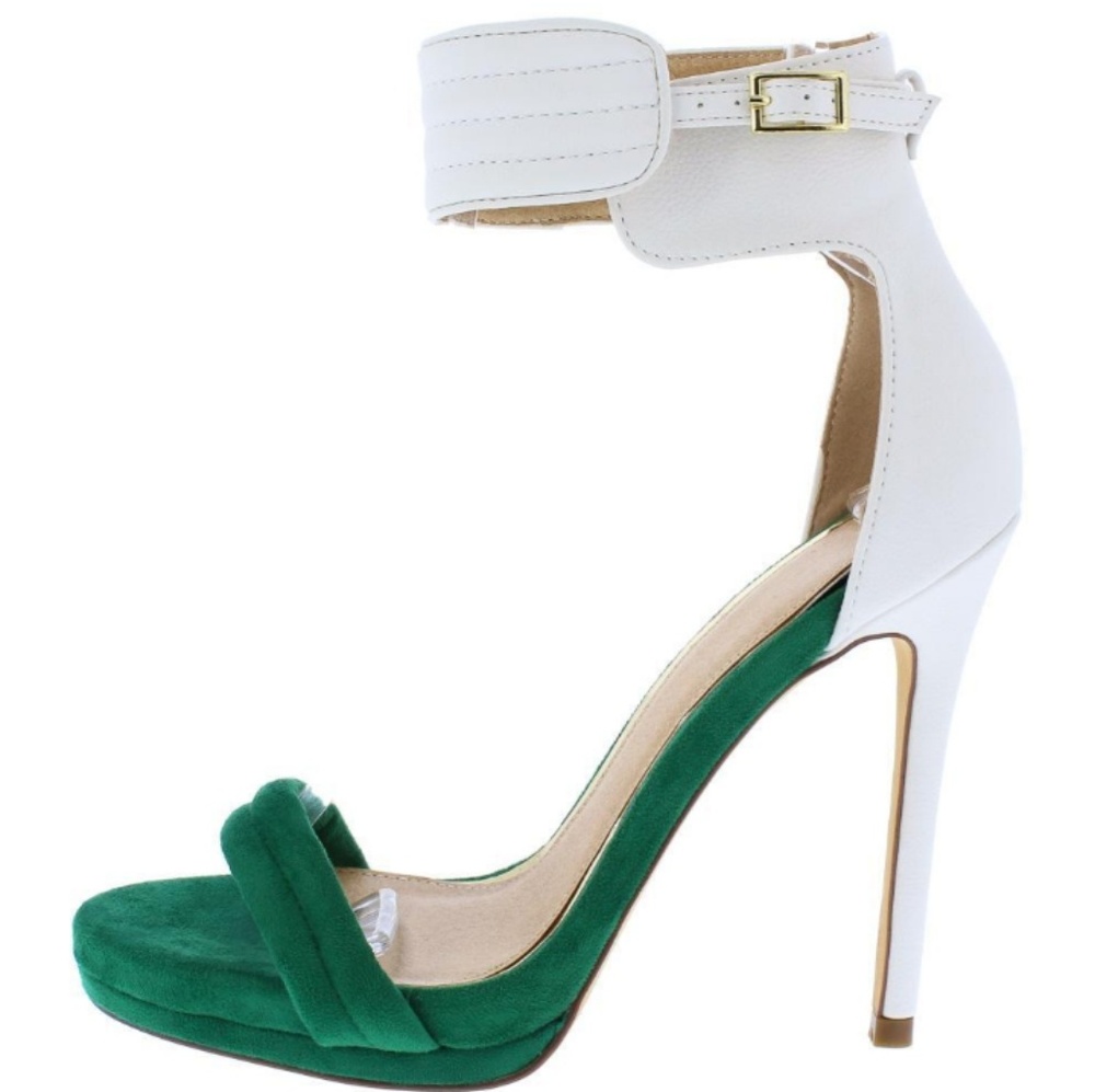 Cassandra Green & White Stilettos Sexy Heels